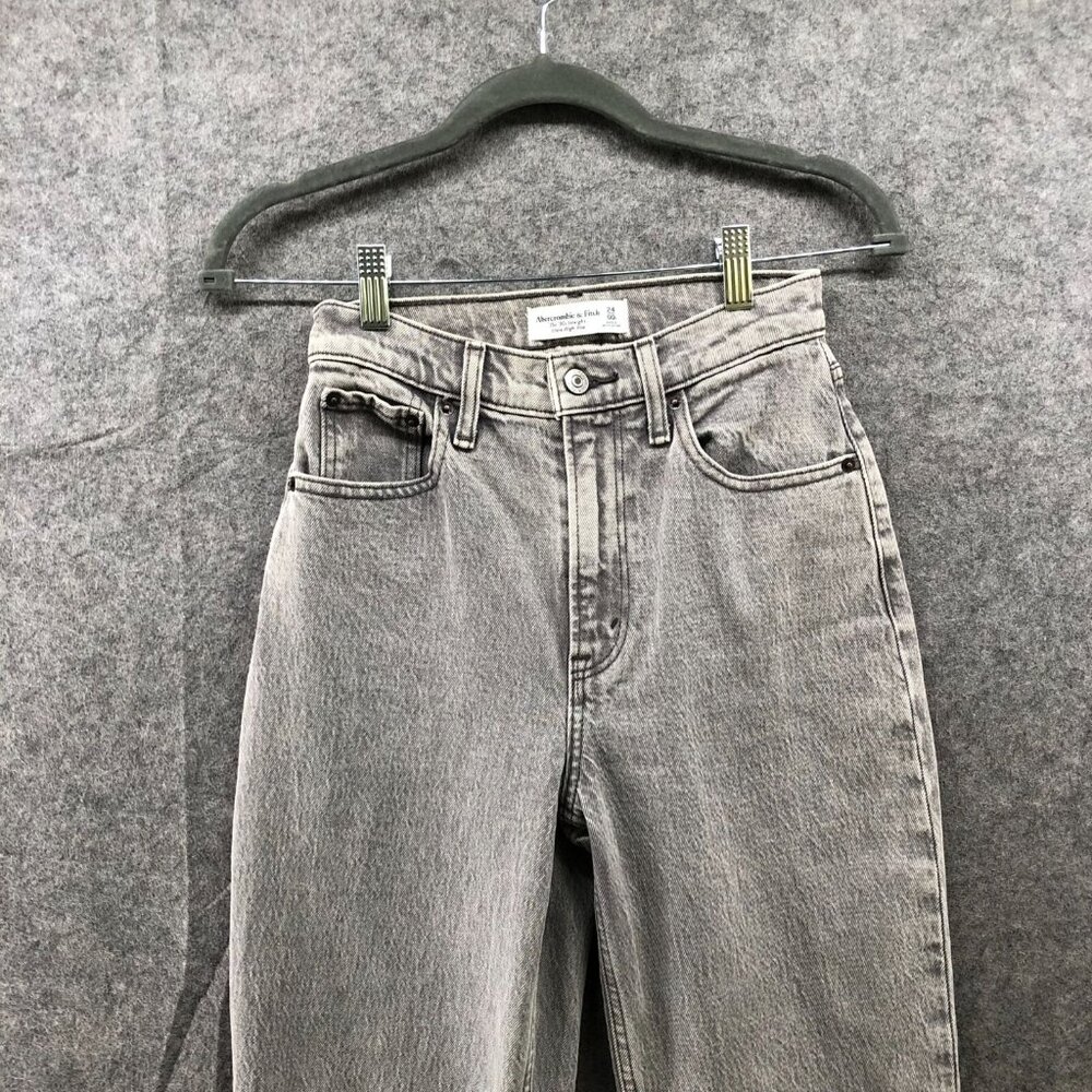 Abercrombie & Fitch 90s Ultra High Rise Curve Love Jeans Women 24/00S Gray Denim - Picture 9 of 10
